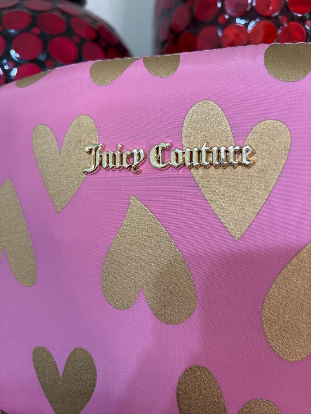 Juicy Couture Pink Cosmetic Pouch with Gold Heart Motif and Travel Bottle - Picture 3 of 17